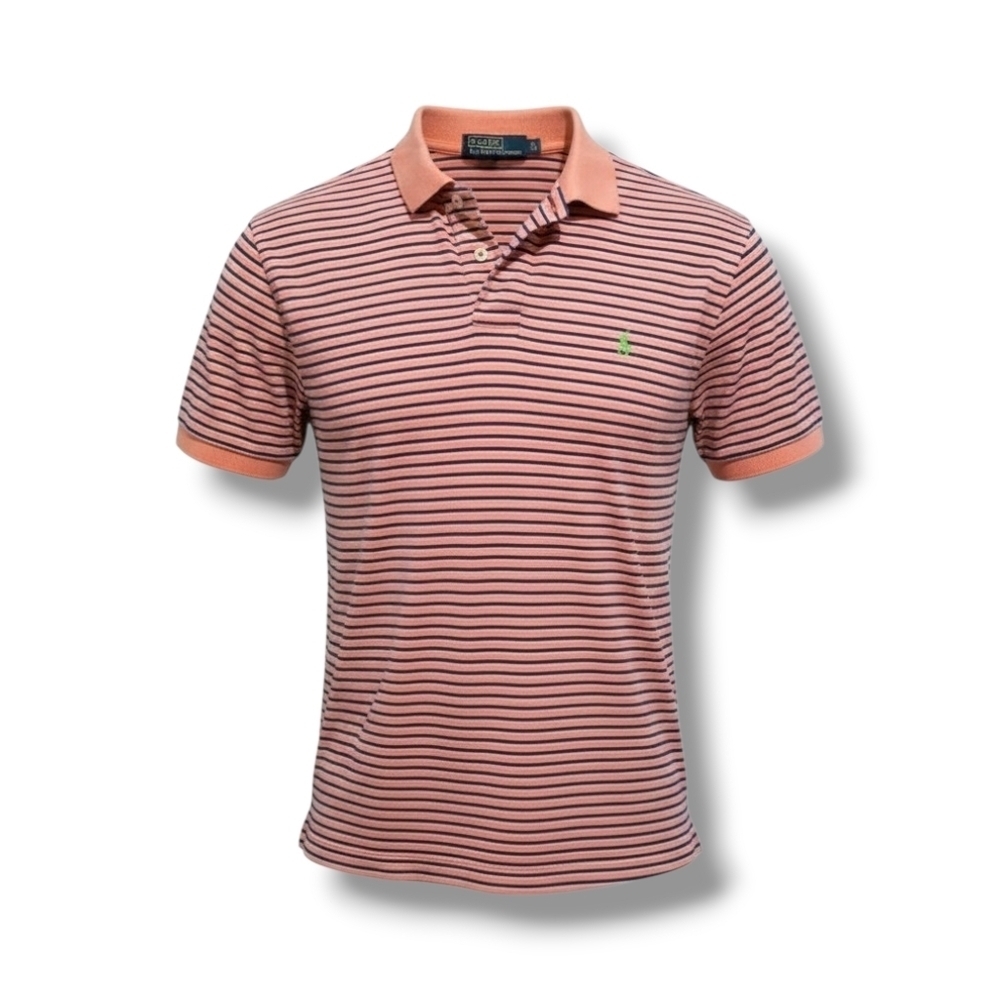 Polo by Ralph Lauren men's orange Striped short sleeves polo shirt - small​